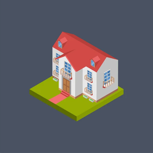 Maison Résidence Illustration Isométrique — Image vectorielle