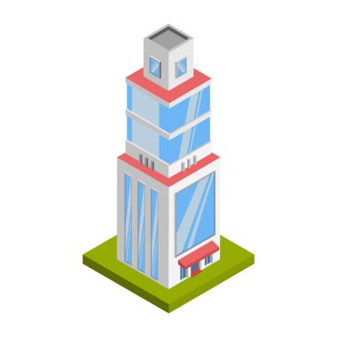 Banka Binası - Isometric 3D illüstrasyon.