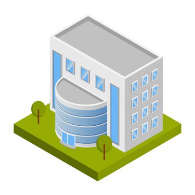 İkamet binası - Isometric 3D illüstrasyon.