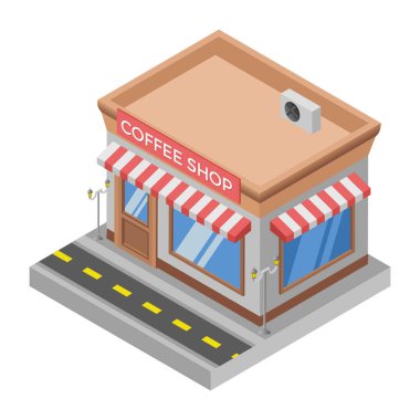 Kafe - Isometric 3D illüstrasyon.