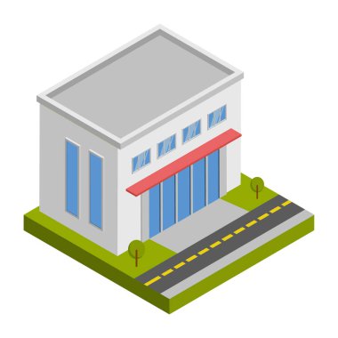 İkamet binası - Isometric 3D illüstrasyon.