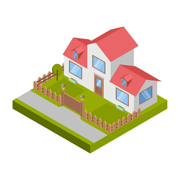 Residence House Isometric Illustration — Stock Vector