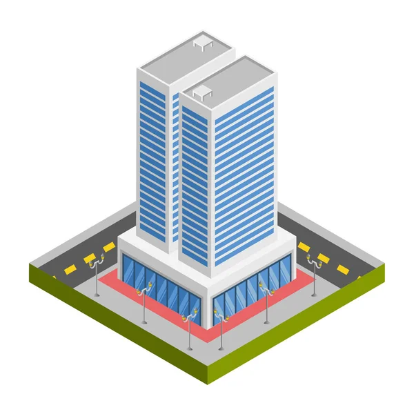 Edificios Comerciales Ilustración Isométrica — Vector de stock