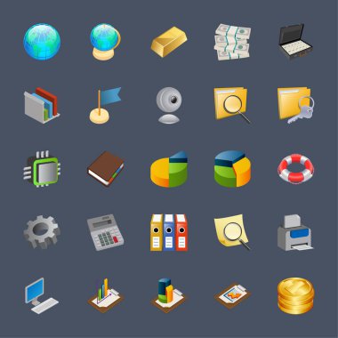 İş için Isometric 3d simgeleri.