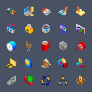 İş için Isometric 3d simgeleri.