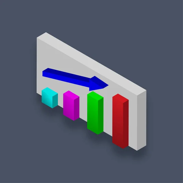 Gráfico Crecimiento Ilustración Isométrica — Vector de stock