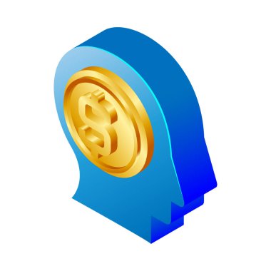 Para zihni - Isometric 3d illüstrasyon.