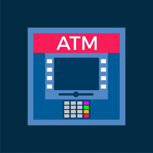 Geldautomaat Vlakke Kleur Pictogram — Stockvector