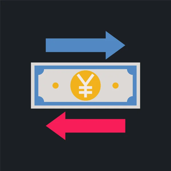 Pengar Överföring Platt Färg Ikon — Stock vektor