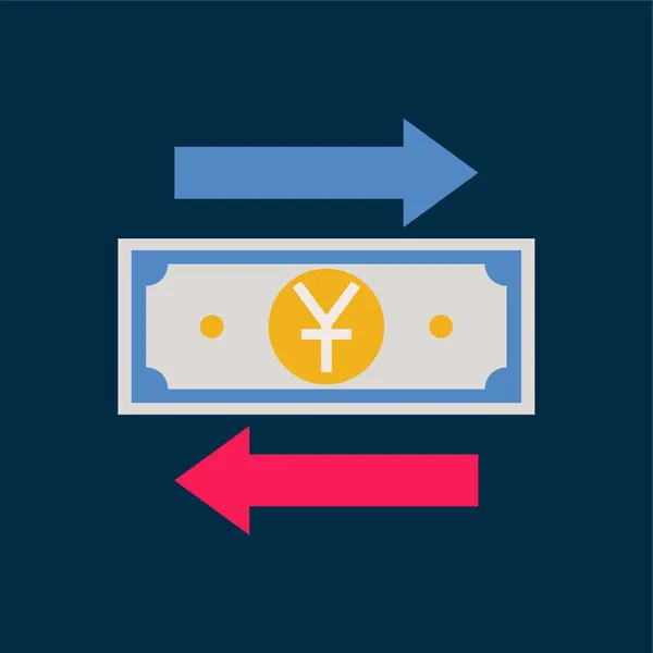 Geld Overdracht Vlakke Kleur Pictogram — Stockvector