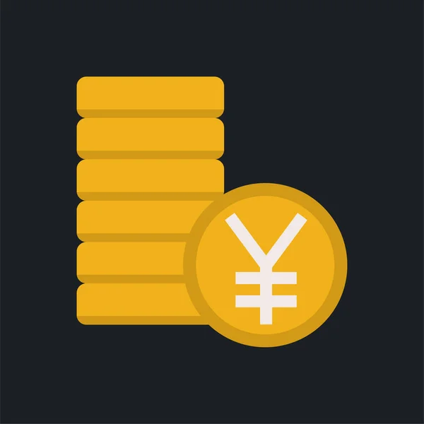 Yen Coins Icônes Couleur Plates — Image vectorielle