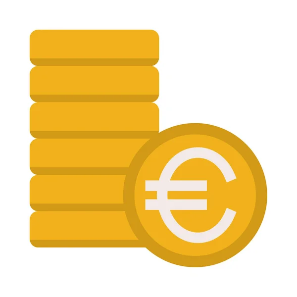 Euromünzen Flache Farbige Symbole — Stockvektor