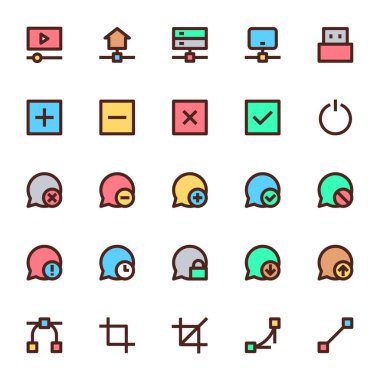 Kullanıcı arayüzü için doldurulmuş renk özeti simgeleri.