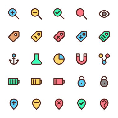 Kullanıcı arayüzü için doldurulmuş renk özeti simgeleri.