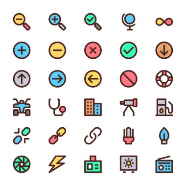 Kullanıcı arayüzü için doldurulmuş renk özeti simgeleri.