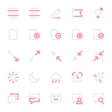 Kullanıcı arayüzü için iki renk taslak simgesi.