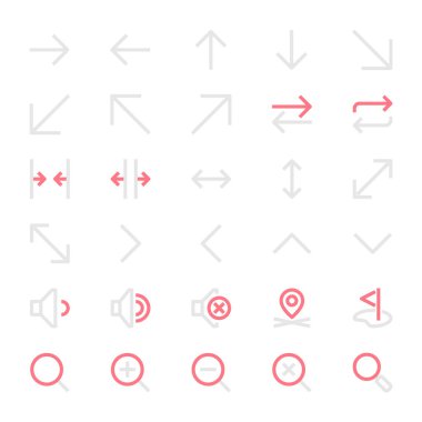 Kullanıcı arayüzü için iki renk taslak simgesi.