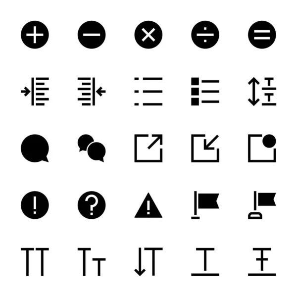 Glyph Pictogrammen Voor Gebruikersinterface — Stockvector