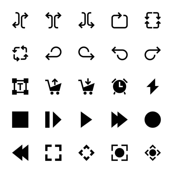 Glyph Pictogrammen Voor Gebruikersinterface — Stockvector