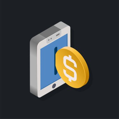 Çevrimiçi Bankacılık - Isometric 3d illüstrasyon.