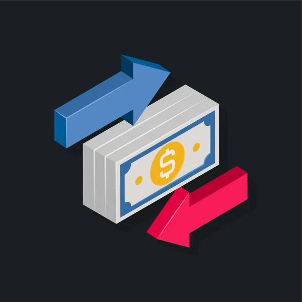 Money Transfer Isometric Illustration — Stock Vector