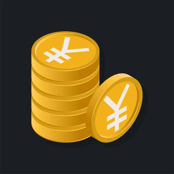 日元硬币 等距3D插图 — 图库矢量图片