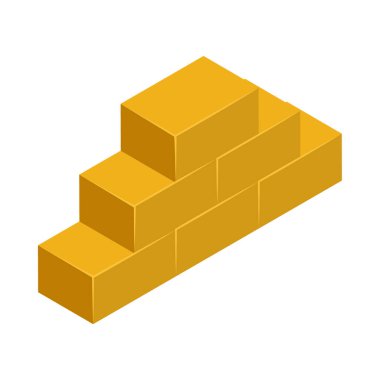 Altın Çubuklar - Isometric 3d illüstrasyon.