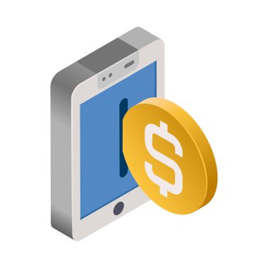 Çevrimiçi Bankacılık - Isometric 3d illüstrasyon.