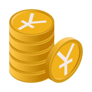 Yuan sikkeleri - Isometric 3d illüstrasyon.