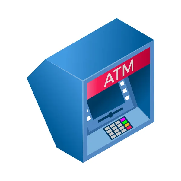 Bankomat Izometrická Ilustrace — Stockový vektor