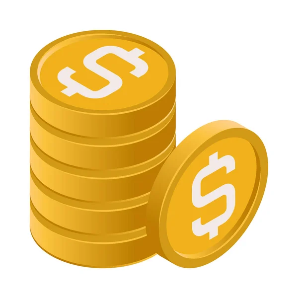 Δολάριο Κέρματα Ισομετρική Εικονογράφηση — Διανυσματικό Αρχείο