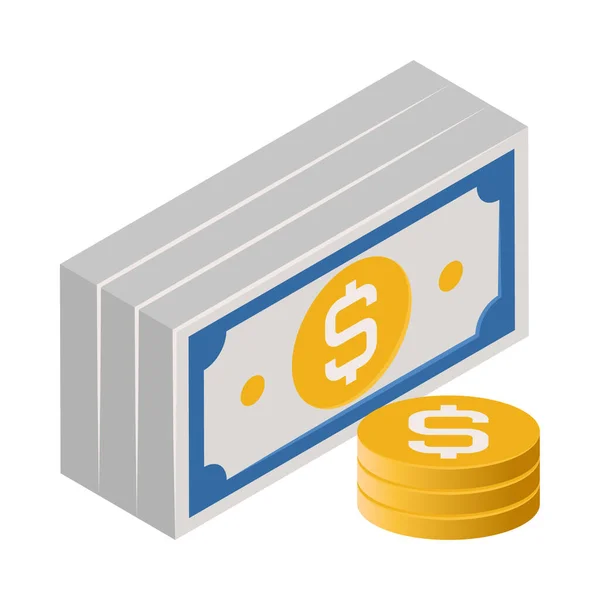 Cash Isometric Illustration — Stock Vector