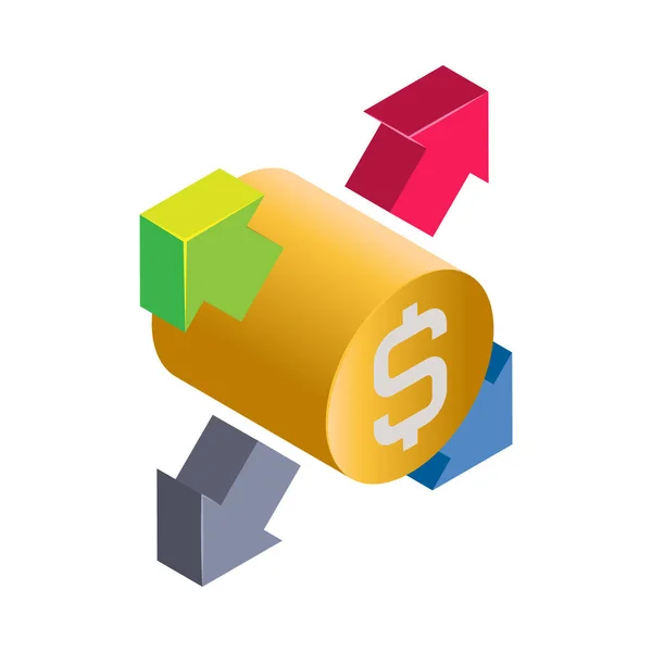 Money Sharing Isometric Illustration — Stock Vector