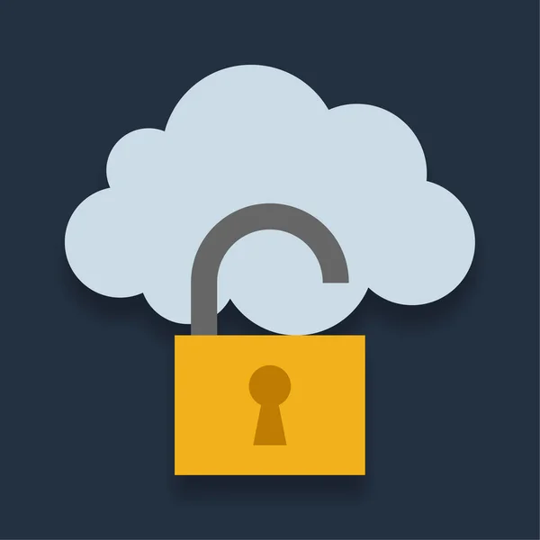 Unlock Cloud Vlakke Kleur Pictogram — Stockvector