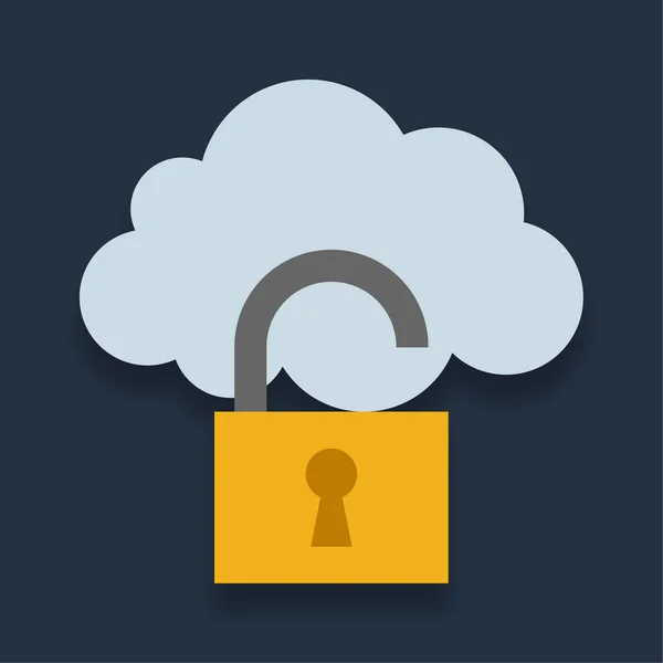 Unlock Cloud Flat Color Icon — Stock Vector