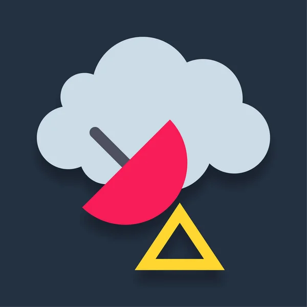 Antena Nube Icono Color Plano — Vector de stock