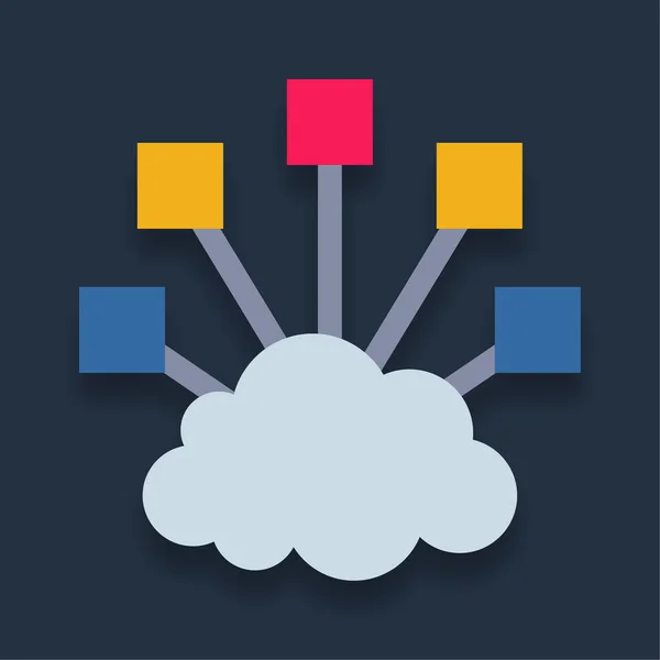 Cloud Network Επίπεδο Εικονίδιο Χρώματος — Διανυσματικό Αρχείο