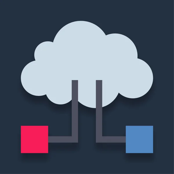 Cloud Network Vlakke Kleur Pictogram — Stockvector