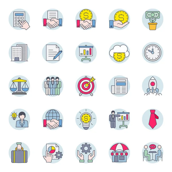 Filled Color Outline Icons Business — Stock Vector