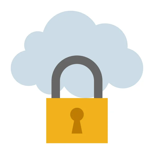 Cloud Security Flat Color Icon — Stock Vector