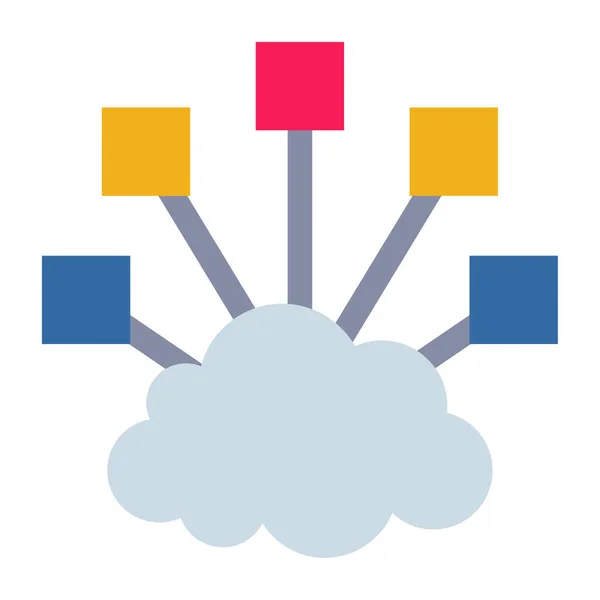 Cloud Network Płaska Ikona Kolorów — Wektor stockowy