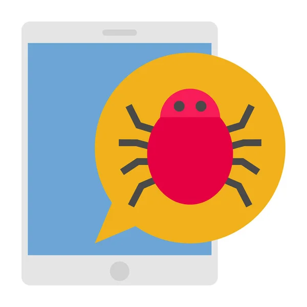 Mobile Virus Flat Color Icon — Stock Vector