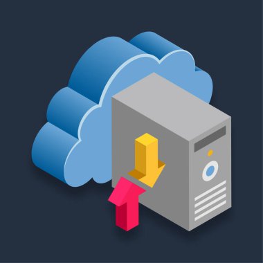 Sunucu Pc - Isometric 3d illüstrasyon.