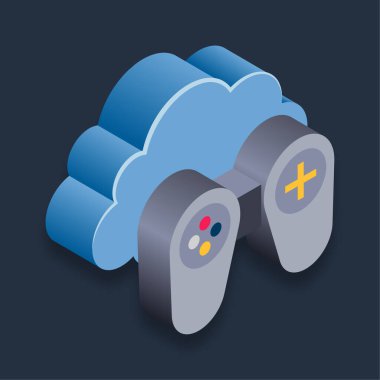 Çevrimiçi Oyun - Isometric 3d illüstrasyon.