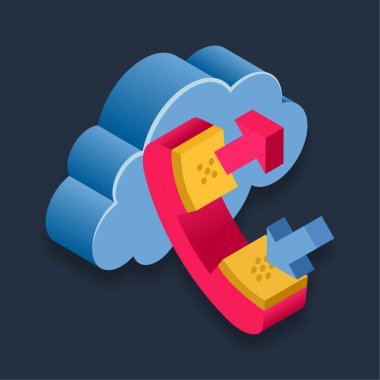 Çevrimiçi Arama - Isometric 3d illüstrasyon.