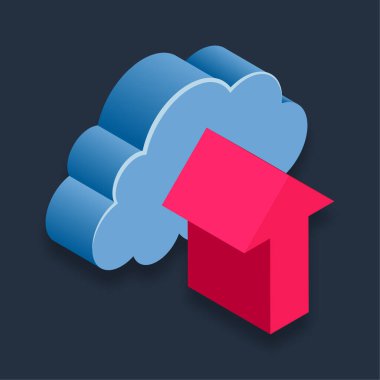 Bulut Yükle - Isometric 3d illüstrasyon.