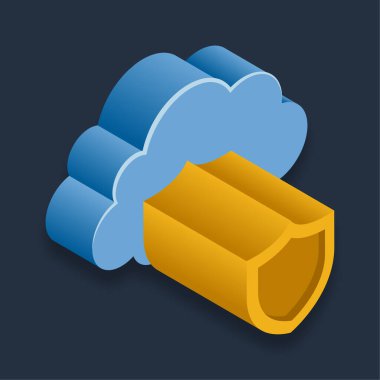 Bulut Koruma - Isometric 3D illüstrasyon.