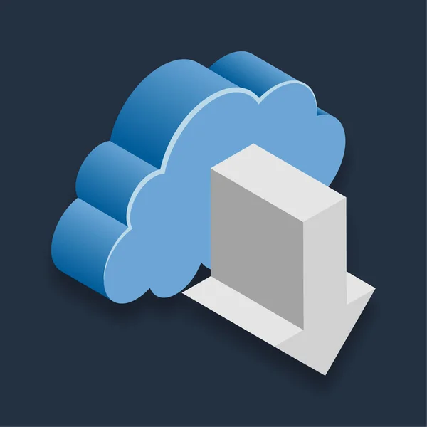 Cloud Download Ισομετρική Τρισδιάστατη Απεικόνιση — Διανυσματικό Αρχείο