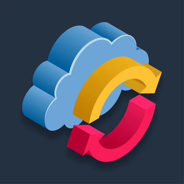 Cloud Sync Illustrazione Isometrica — Vettoriale Stock