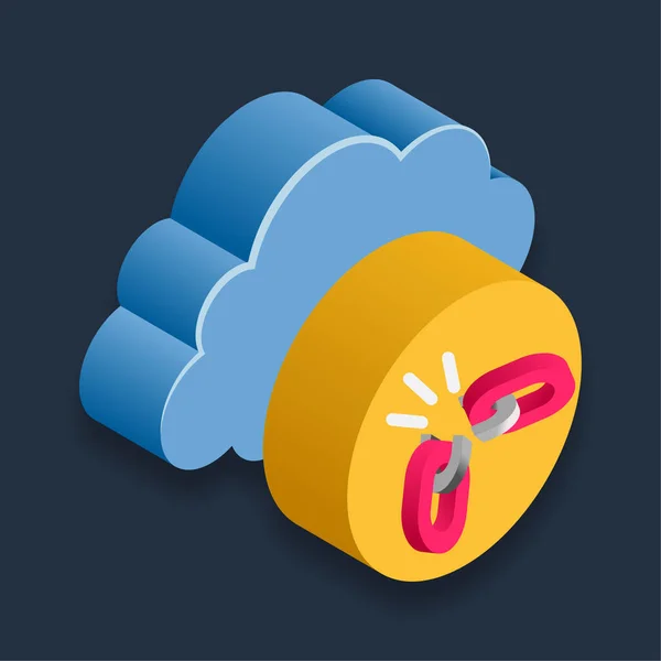 Unlink Cloud Ισομετρική Τρισδιάστατη Απεικόνιση — Διανυσματικό Αρχείο